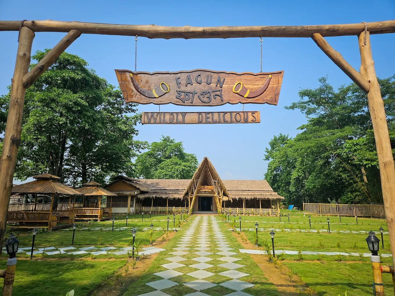 Open-air seating with Assamese ambience near Bagori Gate